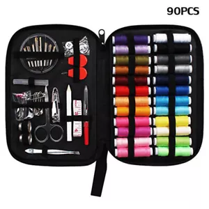 Kit de costura enhebrador de hilo aguja cinta métrica tijera dedal hogar viaje 90x - Imagen 1 de 7