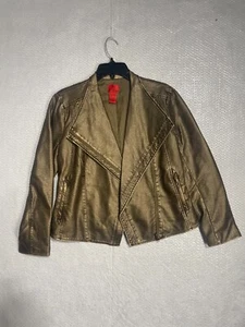 V Cristina Womens waist length polyurethane gold tone jacket - Picture 1 of 2