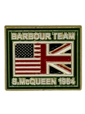 Barbour Steve McQueen UK USA Flag Enamel Pin Badge Genuine Brooch ~ Free P+P