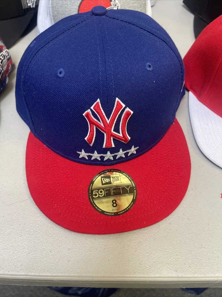 New York Yankees New Era 59Fifty Red White and Blue Fitted hat cap size 8 Foto 1 de 2