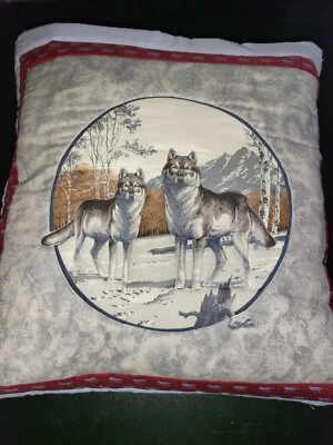 Blanket Wolf 72L x 40"H Twin Size Gray Blue Portable Wolves folds into Pillow - Image 1 of 4