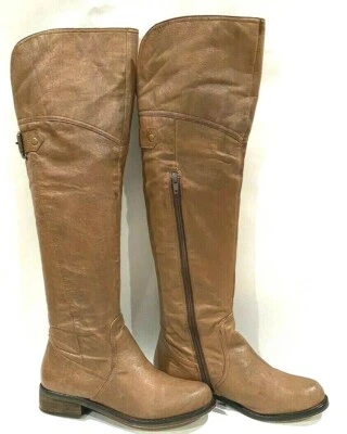 Botas de montar Bakers hasta la rodilla para mujer talla 60M (US 6M) cuero marrón tacón plano Foto 1 de 4