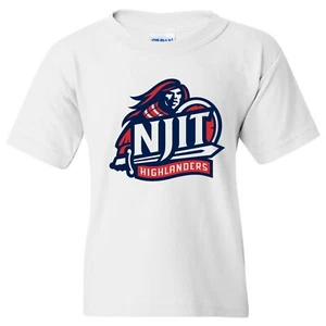 NJIT Highlanders Arch Logo Unisex Youth Short Sleeve T Shirt - White - Picture 1 of 7