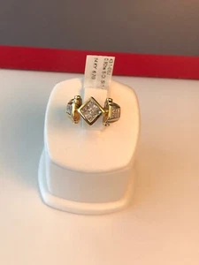 Princess Cut Multi Stone Ring Invisible Setting 14K Yellow Gold - Picture 1 of 7