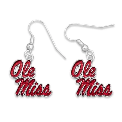 Ole Miss Rebels Game Day Glitter Earrings Jewelry Gift Licensed UM Cover