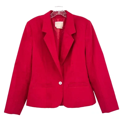 COUNTRY SOPHISTICATES by PENDLETON Womens M/L* Red Woven One-Button Lined Blazer - Image 1 of 4
