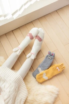 3 Pares Blanco Amarillo Gris Esponjoso Zapatilla Calcetines Conejo Oreja Cálido Acogedor Regalo Foto 1 de 4