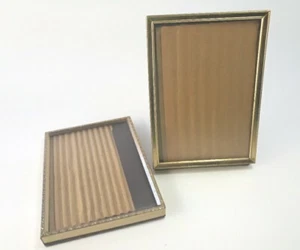 MCM Picture Frame Lot Of 2 Gold Toned Glass Fits 4x3 Photo - Picture 1 of 8