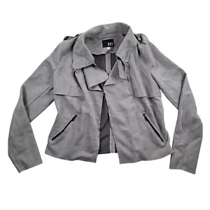 KUT From The Kloth Jacee Draped Moto Wrap Jacket Womens Small Faux Suede Gray - Picture 1 of 10