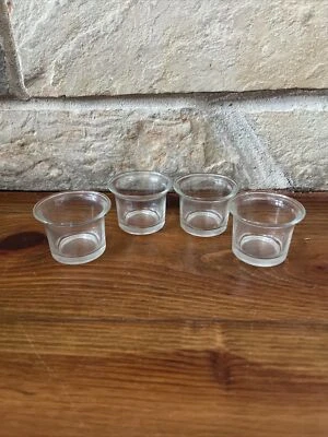 Lote de 4 Candelabros Tealight o Votivos Vidrio Ostra Transparente Condimento 2" por 2" Foto 1 de 4