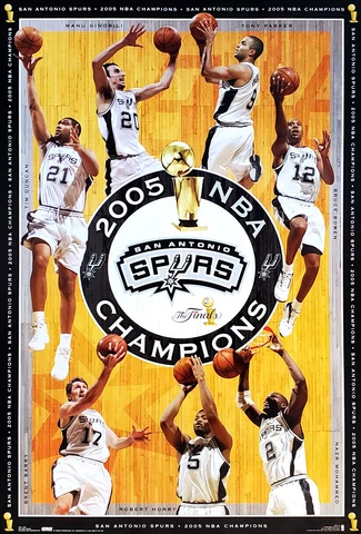 San Antonio Spurs 2005 NBA CHAMPIONS Official 7-Player Vintage 22x34 Wall POSTER Cover