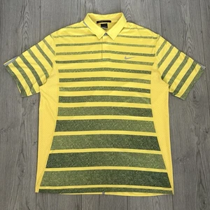 Nike Tiger Woods Collection Dri-Fit Poloshirt Gelb/Grün Streifen Herren L Golf - Bild 1 von 13