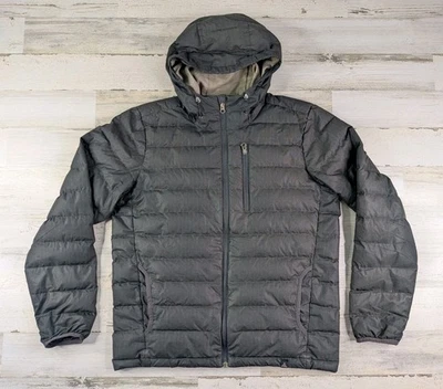 Prana Jacket Mens Medium Lasser Charcoal Hooded Down Puffer - Image 1 of 4