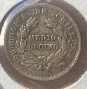 Chile 1/2 Decimo Silver Coin 1881 Condor Eagle XF - Picture 1 of 2