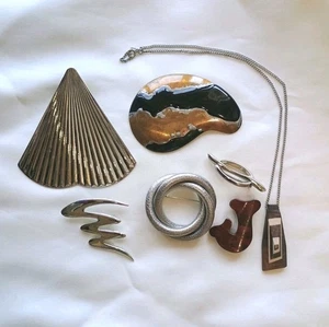 Vintage MCM Art Deco Broschen Schal Clip Halskette Schmuck Konvolut - Bild 1 von 8