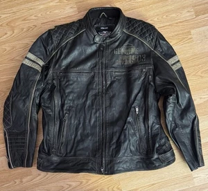 Harley-Davidson 97031-15VM Excam Warrior Reflective B&S Leather Jacket Mens 3XL - Picture 1 of 5
