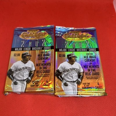 LOTE DE 2 2002 Topps Etiqueta Dorada MLB Béisbol SELLADO DE FÁBRICA Hobby Pack CANTIDAD Foto 1 de 2