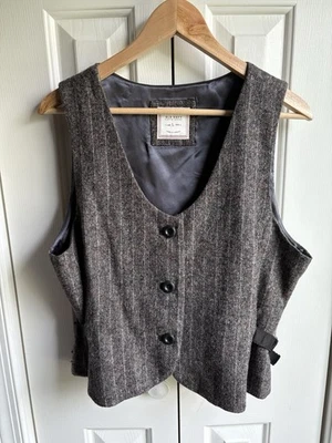 Old Navy Womens Wool Blend Tweed Multicolor Chalk Stripe Vest Size Large - Image 1 of 4