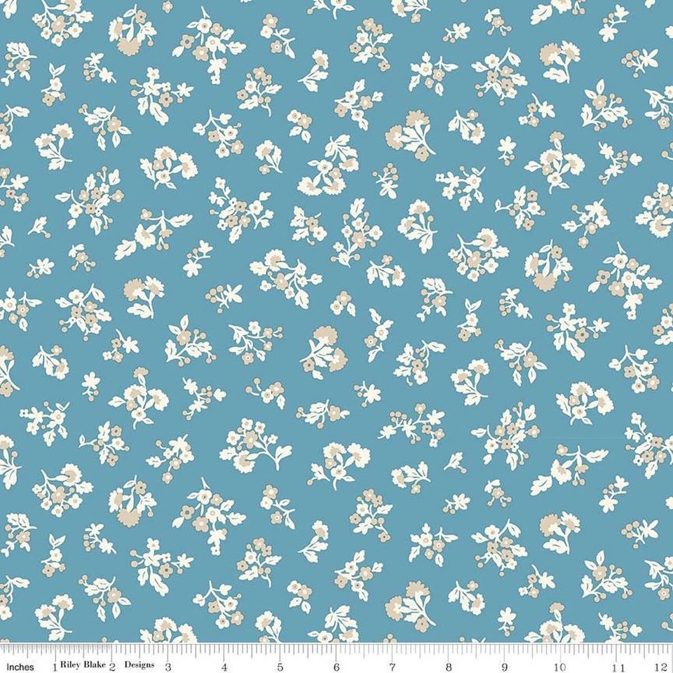 Telas Fat Quarter Liberty Denim Florales Flores Caídas B Edredón Algodón Foto 1 de 1