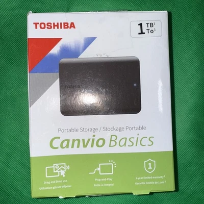 Toshiba Canvio Basics 1TB, External, 5400RPM, 2.5 inch (HDTB410XK3AA) Hard Drive - Image 1 of 4