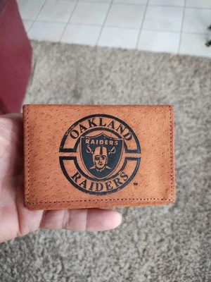 Billetera de gamuza de cuero triple pliegue Oakland Raiders NOS Foto 1 de 4