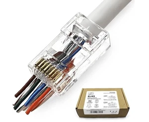 100 Stück - RJ45 Cat6 Durchgang RJ45 Stecker Stecker Cat6e, Cat5, Cat5e - Bild 1 von 4