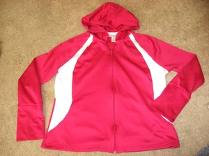 Womens Pink wWhite DANSKIN Hooded Athletic Sweatshirt Large 12 - 14 - Picture 1 of 1