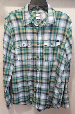 Volcom Men's M Green Plaid Flannel Workwear Shirt Long Sleeve Button-Up - Image 1 of 4