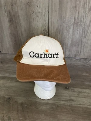 Boné Carhartt Chapéu Branco Azul Caminhoneiro Trabalho Desgaste Snap Back Masculino Casual - Imagem 1 de 4
