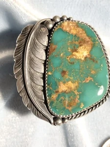 Classic Southwestern Handcrafted Natural Nevada Turquoise Ring Sterling Size 9 - Picture 1 of 6