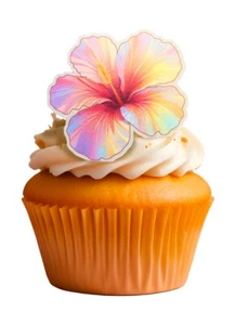 Flor comestible de hibisco para decoraciones de pasteles - Decoración de cupcakes Luau - Imagen 1 de 8