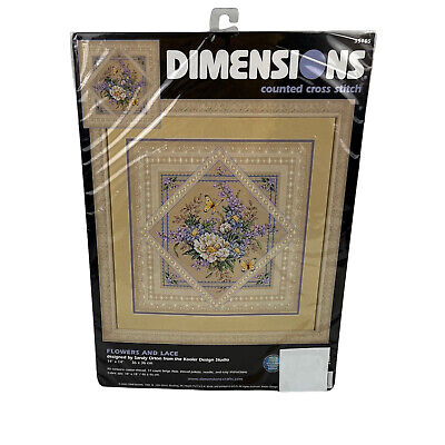 Dimensions Counted Cross Stitch Kit Flowers And Lace Sandy Orton Rare NEW 35105 • 37.35€