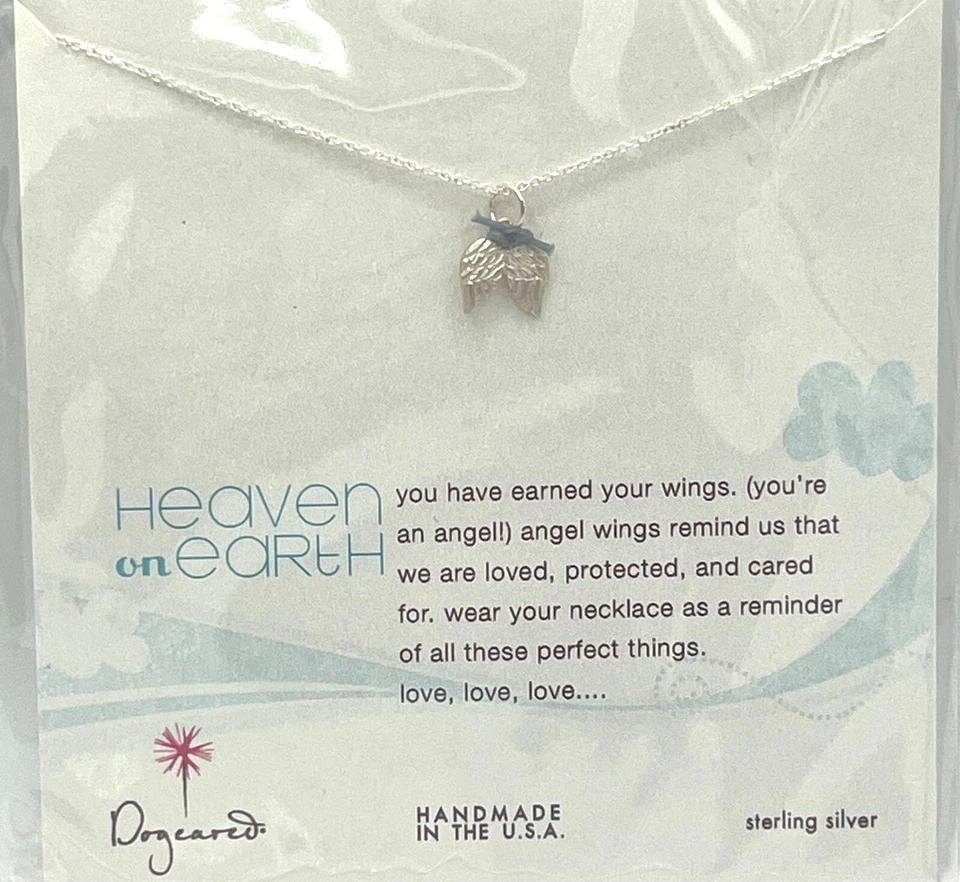 Dogeared HEAVEN on EARTH plata esterlina alas de ángel encanto en la cadena Foto 1 de 1