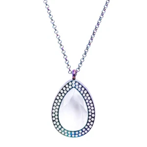 AU Living Memory Floating Teardrop Rainbow Crystal Glass Locket Pendant Necklace - Picture 1 of 16