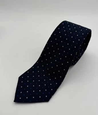 Corbata de seda azul oscuro punteada geométrica con parche Armani Collezioni Foto 1 de 4