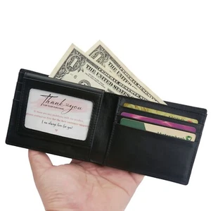 Black Men's Bifold Leather Wallet RFID Blocking Vintage Passcase Billfold Wallet - Picture 1 of 11