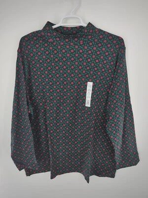 Camisa Croft & Barrow para mujer 4XL cuello falso negra roja/verde floral manga larga Foto 1 de 3