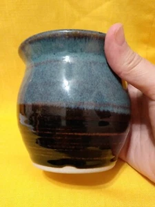 Handmade Pottery Piece Vase Planter Candle Holder Signed NCL Studio Art 3.75"  - Picture 1 of 10