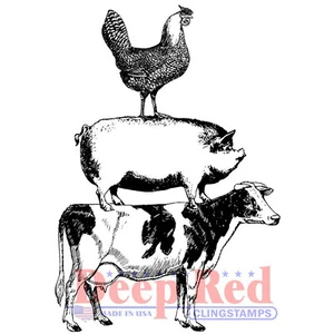 Deep Red Stamps Farm Animal Stack Rubber Cling Stamp - Picture 1 of 6