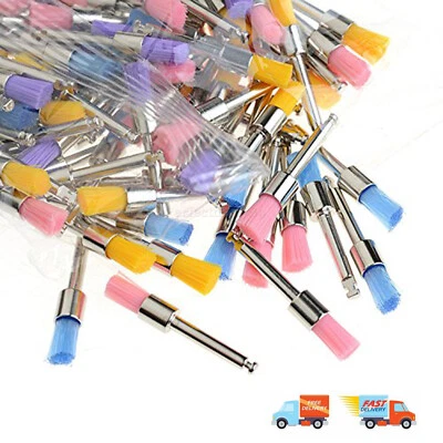 100 Pcs Dental Nylon Polishing Flat Latch Polisher Prophy Brush Disposable NEW - Image 1 of 4