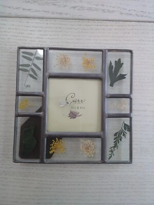 Carr Leaded Glass Picture Frame Compressed Foliage Vtg 1998 Burnes of Boston - Image 1 of 4