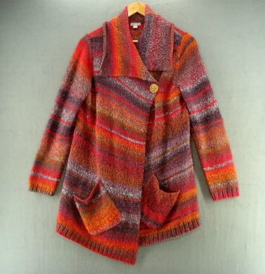 J. Jill Jacket Sweater Women's S Multicolor Stripes Shawl Collar Long Sleeve - Image 1 of 4