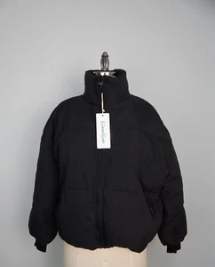 NWT LianLive Womens Black Cropped Short Puffer Winter Jacket S - Picture 1 of 7