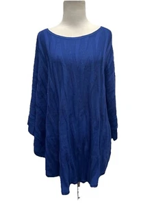 Chicos Struktur Pullover Poncho - Dark Harbor U-Boot Ausschnitt Bündchen S/M Neu - Bild 1 von 8