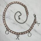 XO Charm Light Pink Woven Silver Tone Metal Chain Link Belt OS One Size