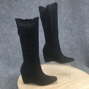 Apostrophe Boots Womens 10 M Katerina Tall Knee High Black Side Zip Square Toe - Picture 1 of 16