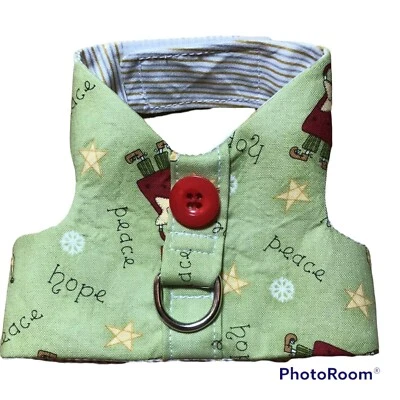 Chaleco arnés hecho a mano para perro Navidad verde Peace Hope XXS 2587 Foto 1 de 2