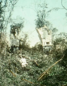 MEXICO YUCATAN SOLITARY ARCH AT KABAN, ANTIQUE PHOTO ON GLASS - Picture 1 of 1