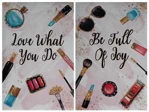 Wall Art Unframed CANVASES COLORFUL PAIR of MAKE-UP items - Picture 1 of 4