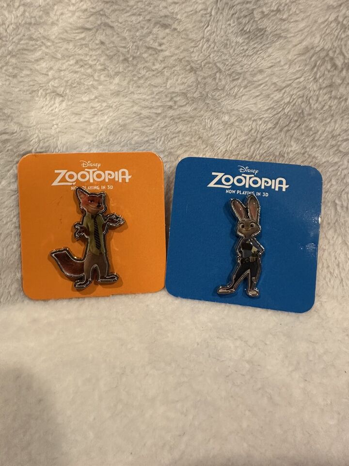 Disney 2016 AMC Stubs Member Exclusive Zootopia Nick Wilde Judy Hopps Pin  Lot